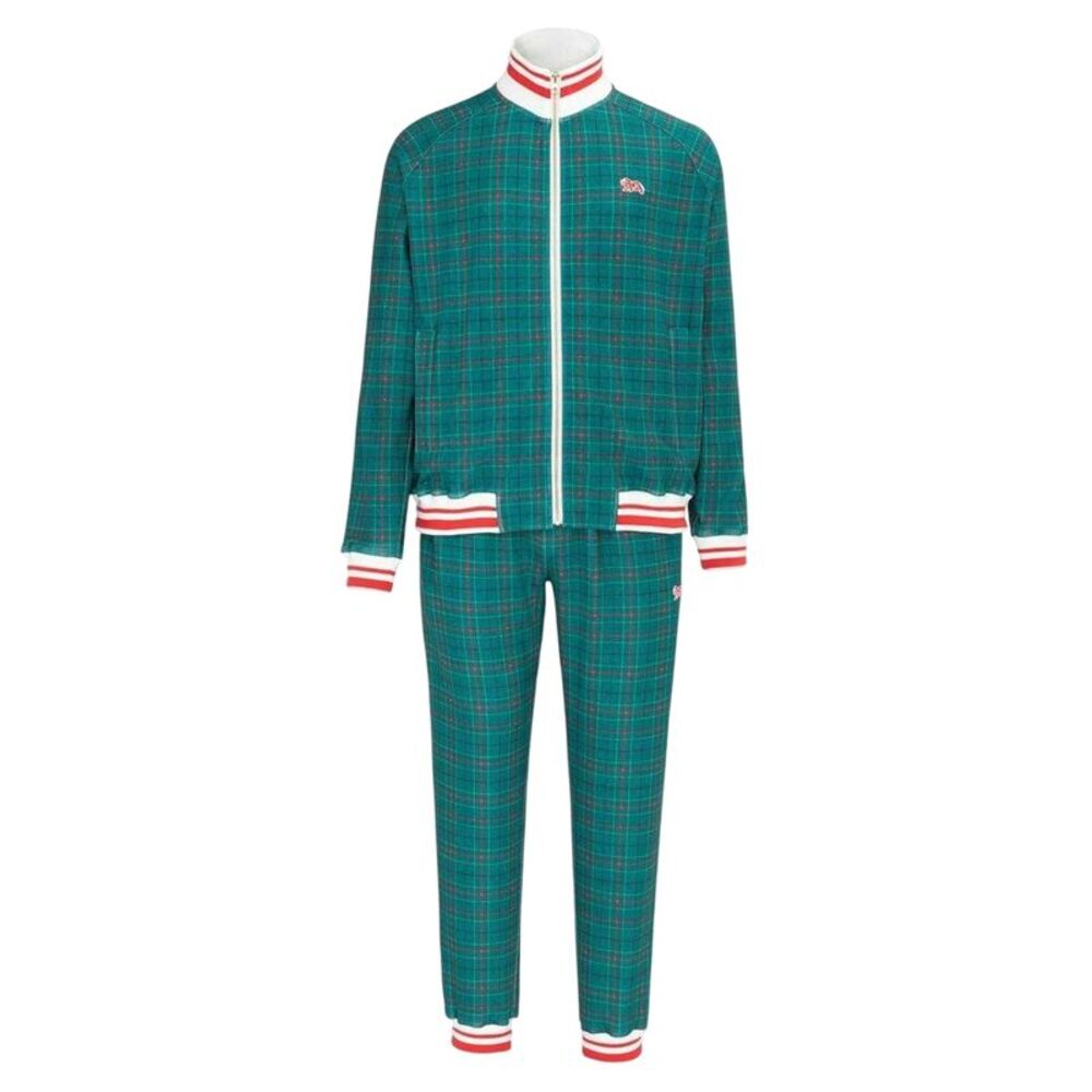 Lonsdale Mens Check Plaid Tracksuit / Green